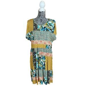 New Johnny Was Paisley Block Relaxed T-Shirt Dress Size Large